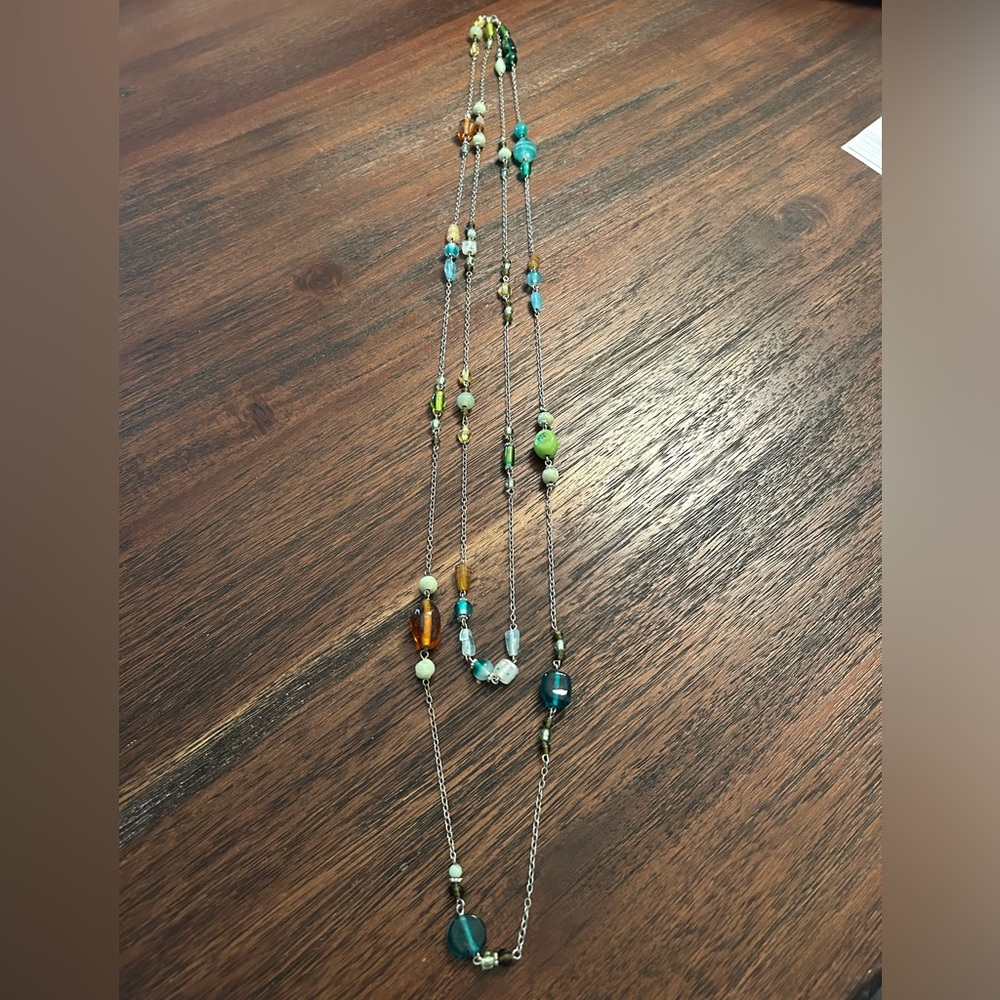 SO LOVELY! VINTAGE ARTISAN ART DECO BLOWN GLASS DOUBLE STRAND NECKLACE